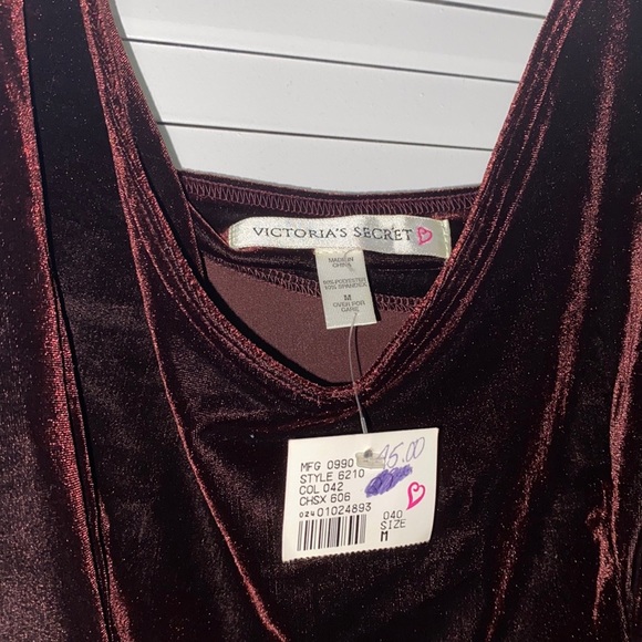 Vintage Victoria’s Secret Burgundy Velvet  Mini Dress - Picture 4 of 5